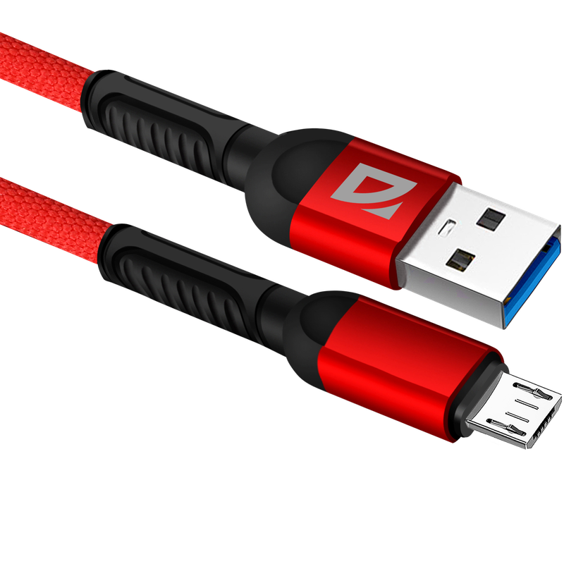 

Кабель USB-Micro USB, 2.4A 1 м, красный Defender F167 (87105RED), F167