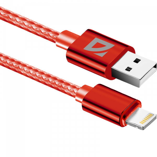 

Кабель USB 2.0(Am)-Lightning 8-pin(m), 1.5A 1 м, красный Defender F85 (87101RED), F85