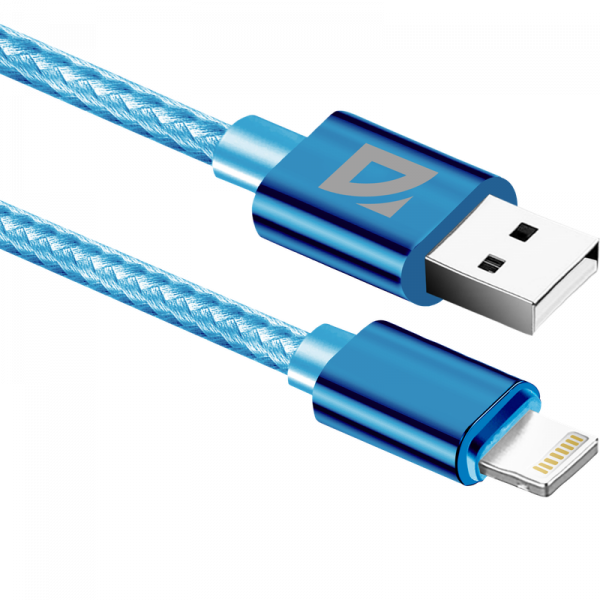 

Кабель USB-Lightning 8-pin, 1.5A 1 м, голубой Defender F85 (87101AZU), F85