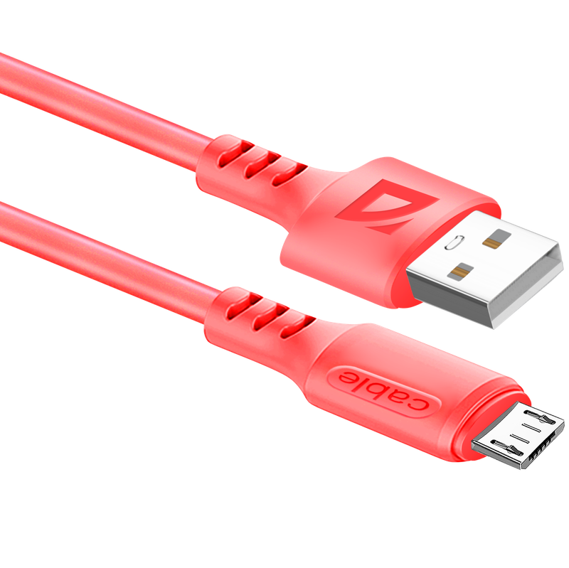 

Кабель USB-Micro USB, 2.4A 1 м, красный Defender F207 (87108RED), F207