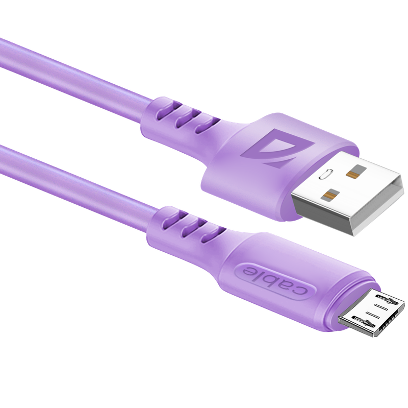 

Кабель USB-Micro USB, 2.4A 1 м, фиолетовый Defender F207 (87108VIO), F207