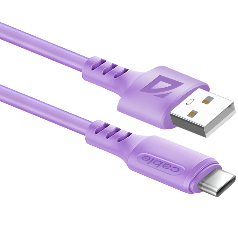 

Кабель USB-USB Type-C, 2.4A 1 м, фиолетовый Defender F207 (87106VIO), F207