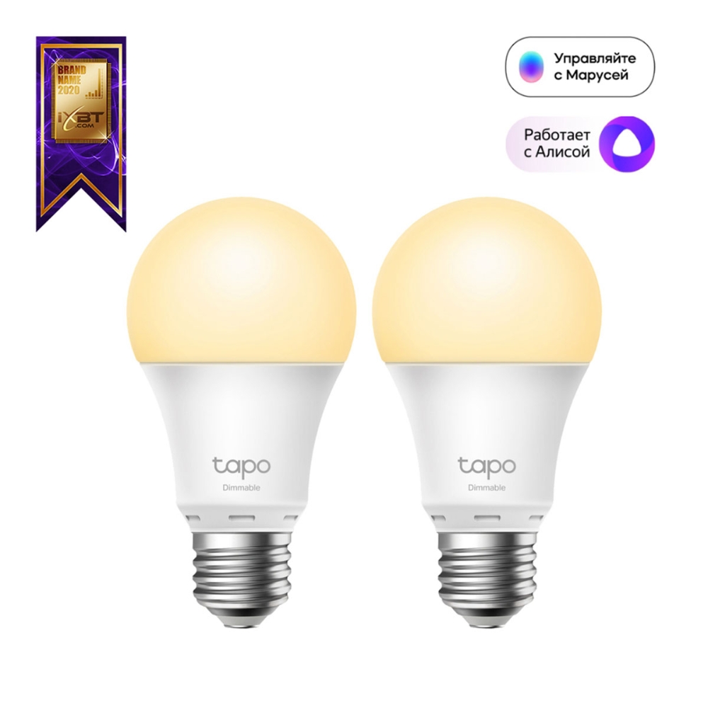 

Умная лампа TP-Link Tapo L510E, 9Вт, 806лм, 2700К, E27, WiFi, белый, 2шт. ( TAPO L510E (2-PACK)), Tapo L510E