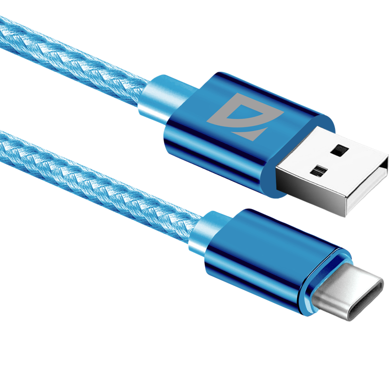 

Кабель USB-USB Type-C, 1.5A 1 м, синий Defender F85 (87100AZU), F85
