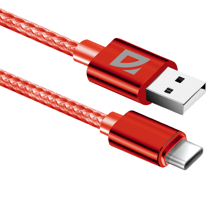 

Кабель USB-USB Type-C, 1.5A 1 м, красный Defender F85 (87100RED), F85