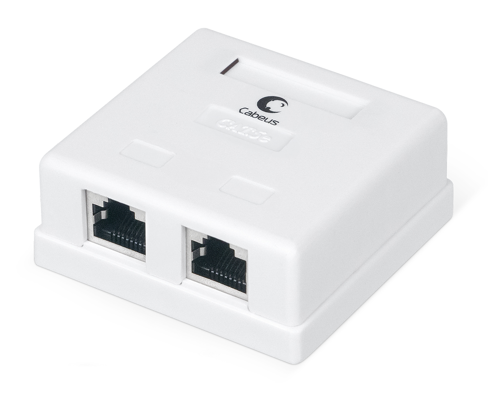 Розетка RJ-45 открытый монтаж категория 5e, экранированная, Dual IDC, белый, Cabeus WS-8P8C-Cat.5e-SH-2 (WS-8P8C-Cat.5e-SH-2)