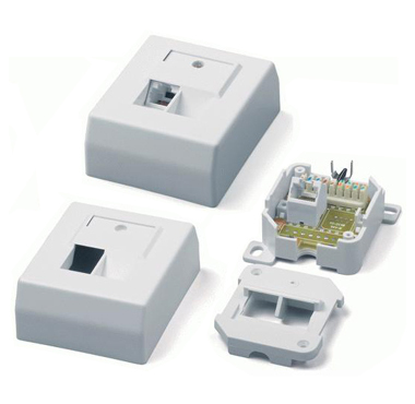 Розетка RJ-45 открытый монтаж категория 6, белый, Hyperline (SB-GTS1-8P8C-C6-WH)