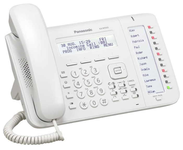 

VoIP-телефон Panasonic KX-NT553 белый, монохромный дисплей, PoE, белый, KX-NT553 белый