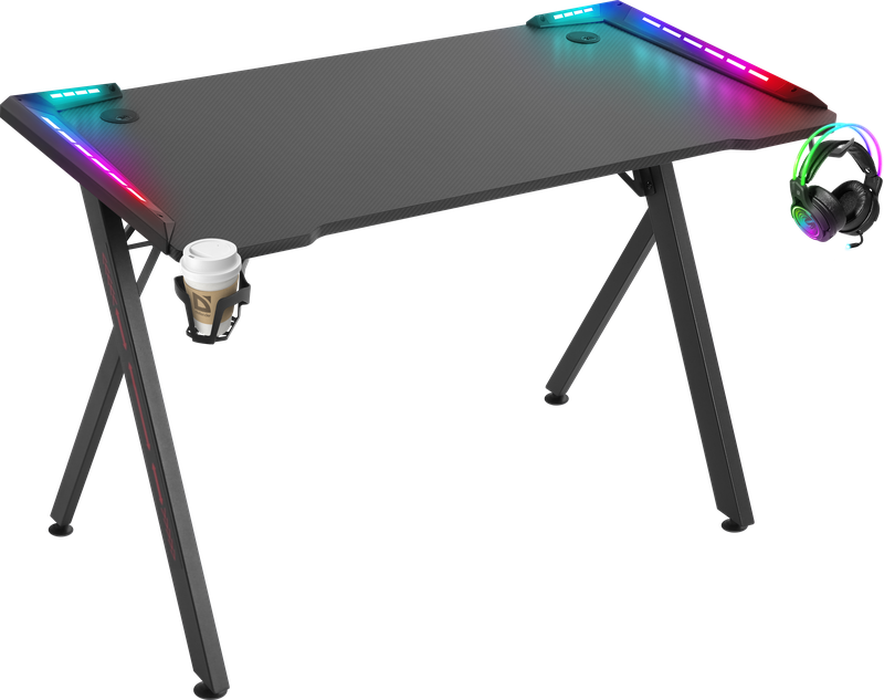 Игровой стол Defender Gamer RGB, ДСП/металл, черный (64330)