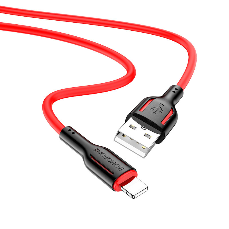 

Кабель USB-Lightning 8-pin, 2.4A 1 м, красный, чёрная вставка Borofone BX63 Charming (207891)