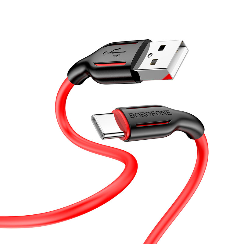 

Кабель USB-USB Type-C, 3A 1 м, красный, чёрная вставка Borofone BX63 Charming (207895)