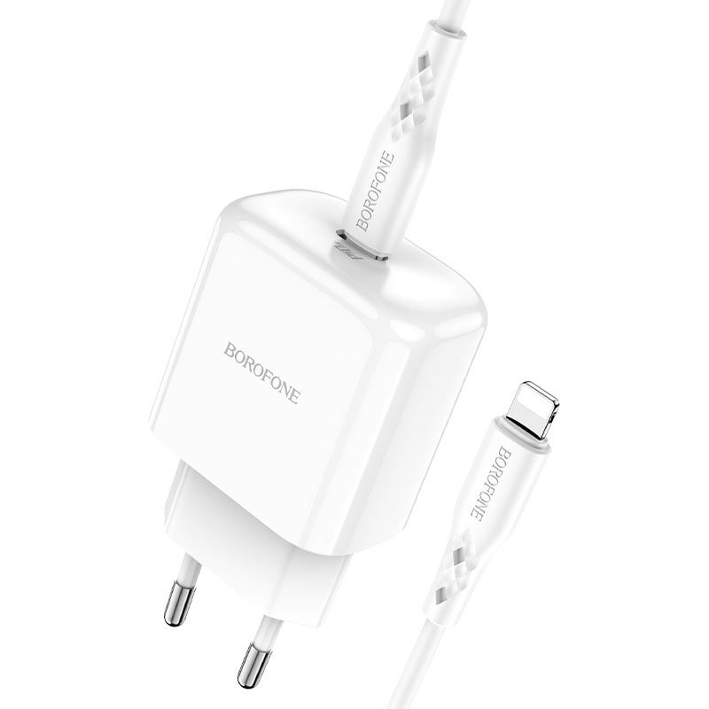 

Сетевое зарядное устройство Borofone BN3 Premium 20Вт, USB type-C, Quick Charge, PD, 3A, белый (6931474748072), Lightning 8pin, BN3 Premium