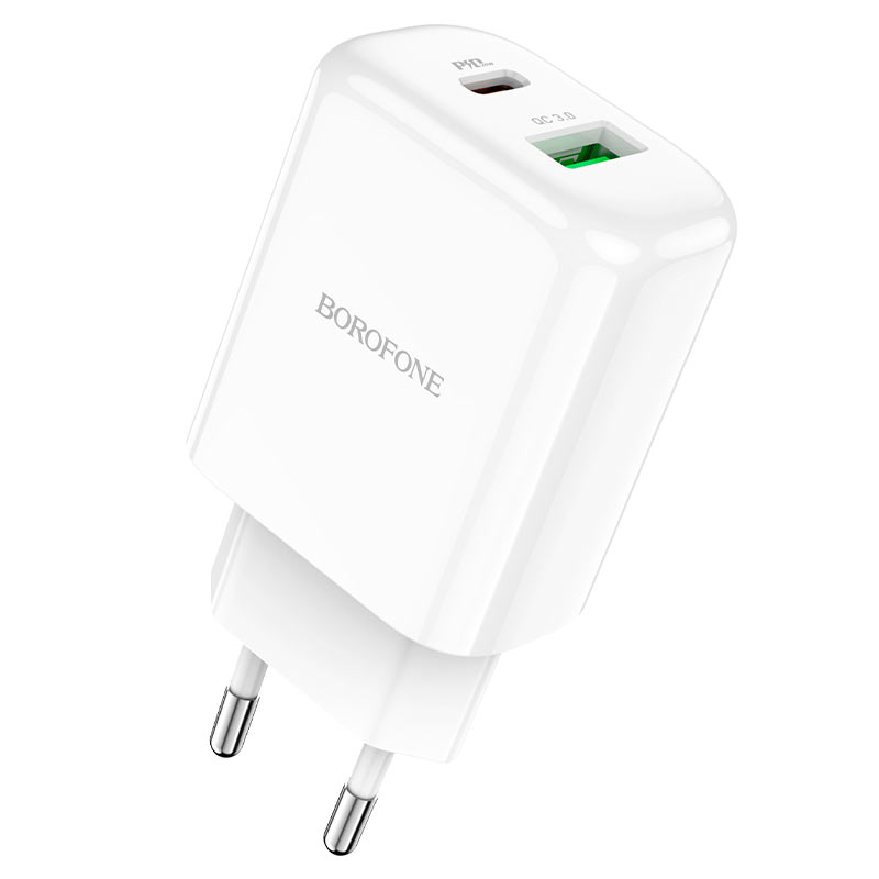 

Сетевое зарядное устройство Borofone BN4 18Вт, USB, USB type-C, Quick Charge, PD, 3A, белый (6931474748089), BN4