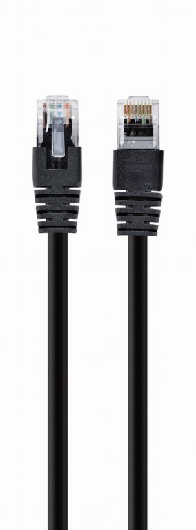 Патч-корд UTP кат.5e, 0.25м, RJ45-RJ45, черный, CU, Cablexpert (PP10-0.25M/BK)