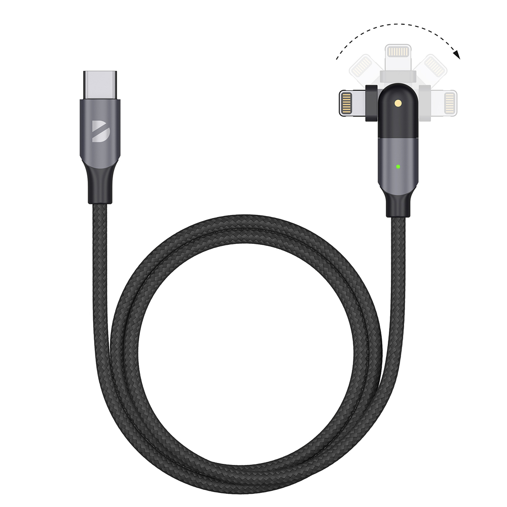 

Кабель USB 2.0(Am)-Lightning 8-pin(m), поворотный, быстрая зарядка, 3A 1.2 м, черный Deppa (72331), 0