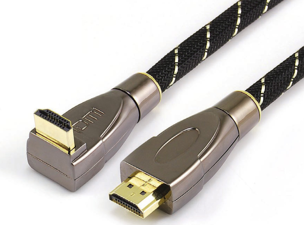 Кабель HDMI(19M)-HDMI(19M) прямой/угловой v2.0 4K, экранированный, 3 м, черный Wize (WAVC-HDMIRA-3M) - фото 1