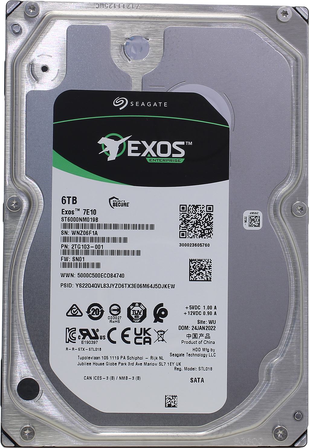 

Жесткий диск (HDD) Seagate 6Tb Exos 7E10, 3.5", 7.2K, 256Mb, 4Kn/512e, SATA3 (ST6000NM019B)