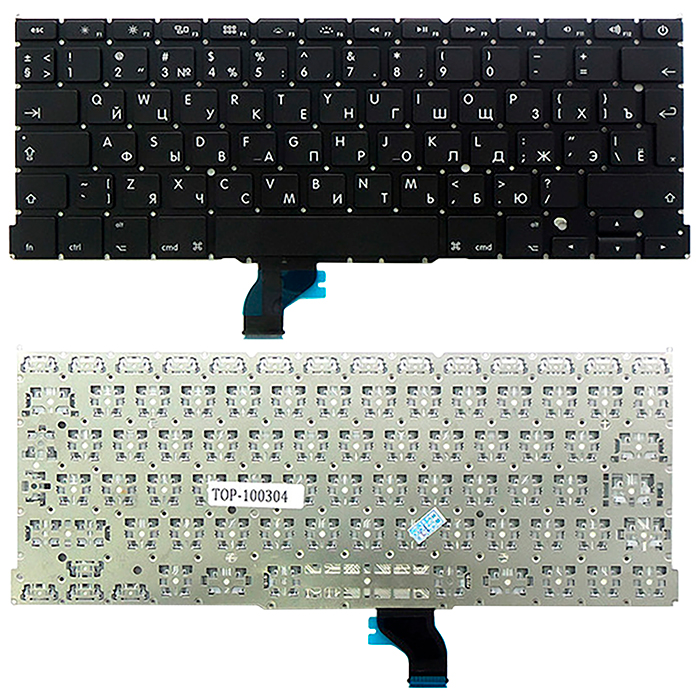 Клавиатура для ноутбука Apple MacBook Pro 13" A1502 Series. черный (TOP-100304) брак на правой клавише shift
