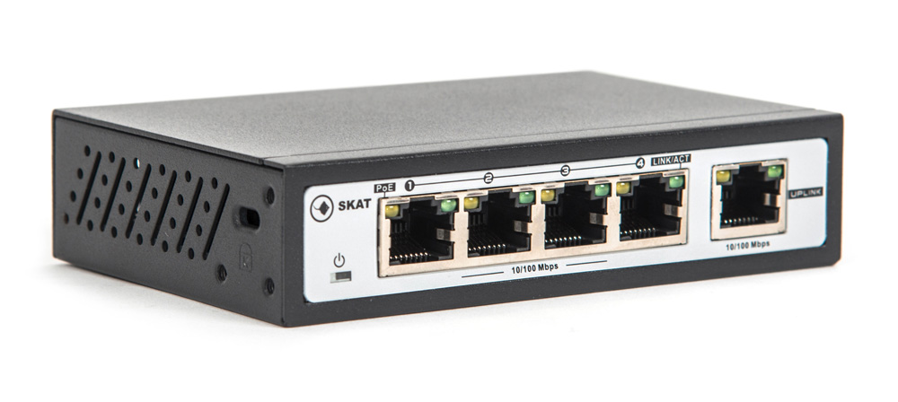 

Коммутатор Бастион SKAT PoE-4E-1E, кол-во портов: 4x100 Мбит/с, кол-во SFP/uplink: RJ-45 1x100 Мбит/с, PoE: 4x30Вт (макс. 60Вт) (2042), SKAT PoE-4E-1E