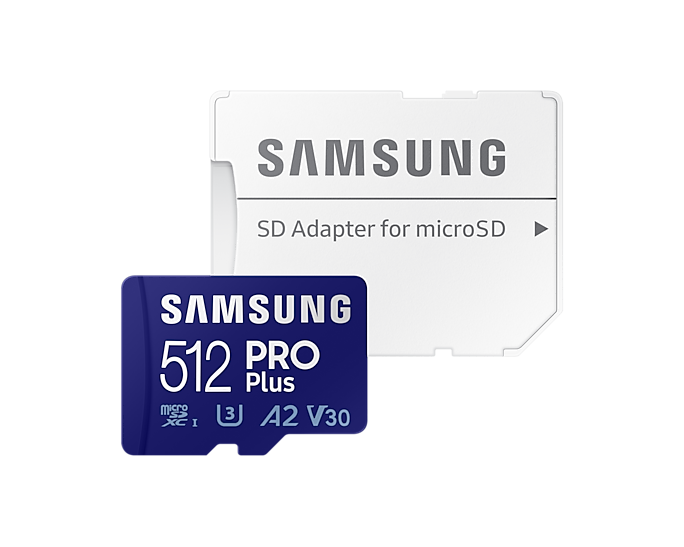 Карта памяти 512Gb microSDXC Samsung PRO PLUS Class 10 UHS-I U3 V30 A2 + адаптер (MB-MD512KA/APC)