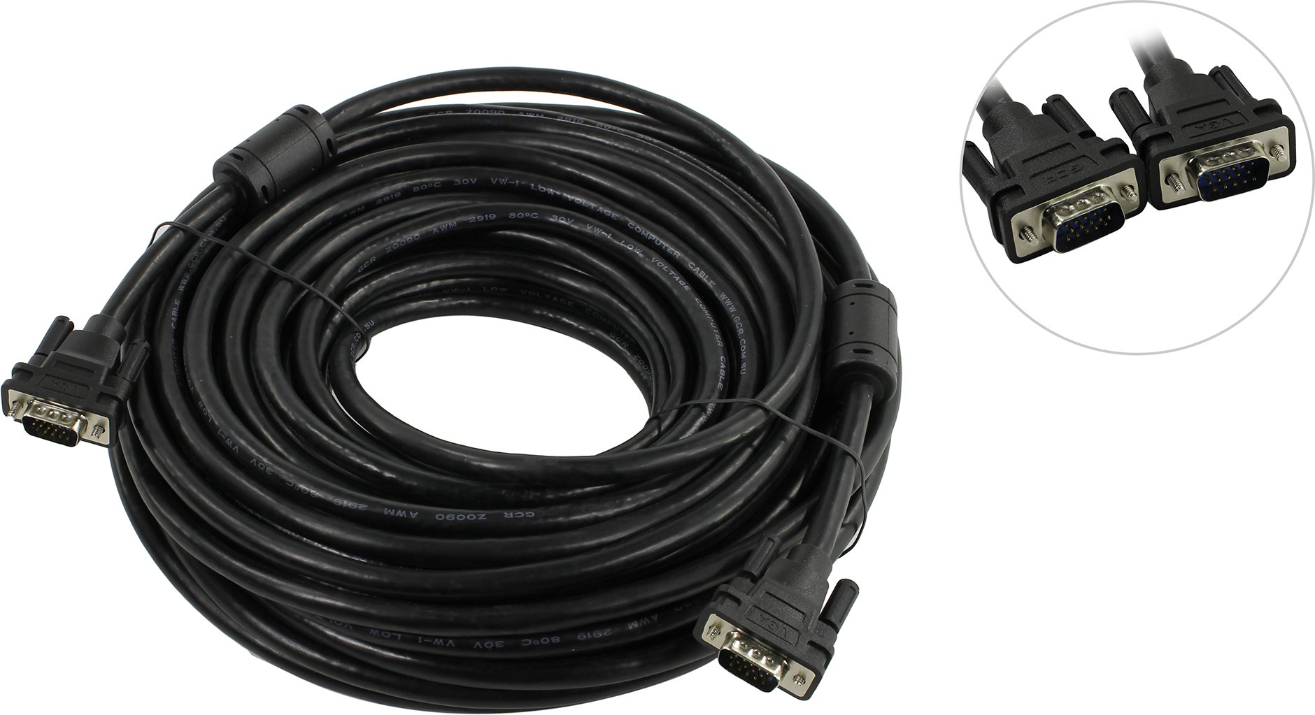 

Кабель VGA(15M)-VGA(15M), экранированный, ферритовый фильтр, 10 м, черный GCR (GCR-VM2VM2-10.0m)