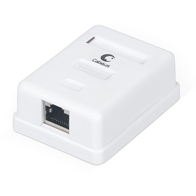 Розетка RJ-45 открытый монтаж категория 6, белый, Cabeus (WS-8P8C-Cat.6-SH-1)