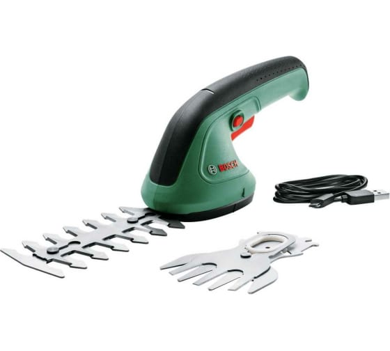 

Ножницы-кусторез BOSCH EasyShear, аккумуляторный, Li-Ion, 1.5 А·ч, 3.6 В, длина лезвия 12 см, 530 г (0600833303), EasyShear