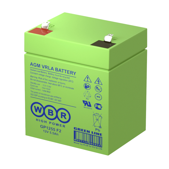 Аккумуляторная батарея для ИБП WBR GP 1255 F2, 12V, 5.5Ah