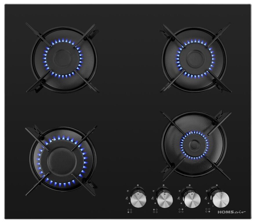 

Газовая варочная панель HOMSAir HGG641EBK, 4 конфорки, черный (HGG641EBK), Черная, HGG641EBK