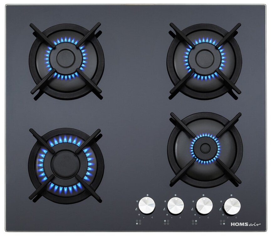 

Газовая варочная панель HOMSAir HGG641BK, 4 конфорки, черный (HGG641BK), Черная, HGG641BK