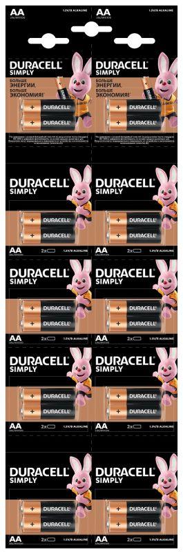 

Батарея Duracell Basic, AA (LR6), 1.5V, 20шт. (Б0051815)