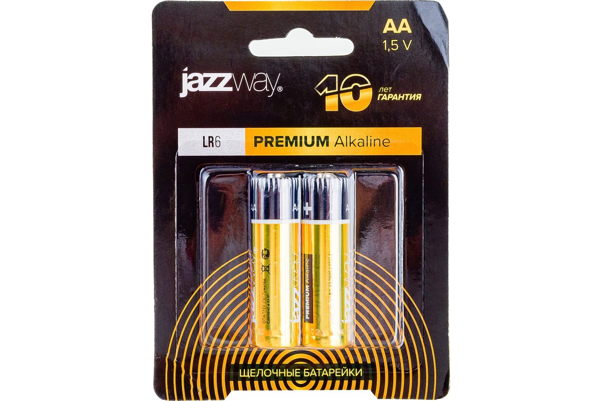 Батарея JazzWay Premium Alkaline, AA (LR6), 1.5V, 2шт. (5026896)