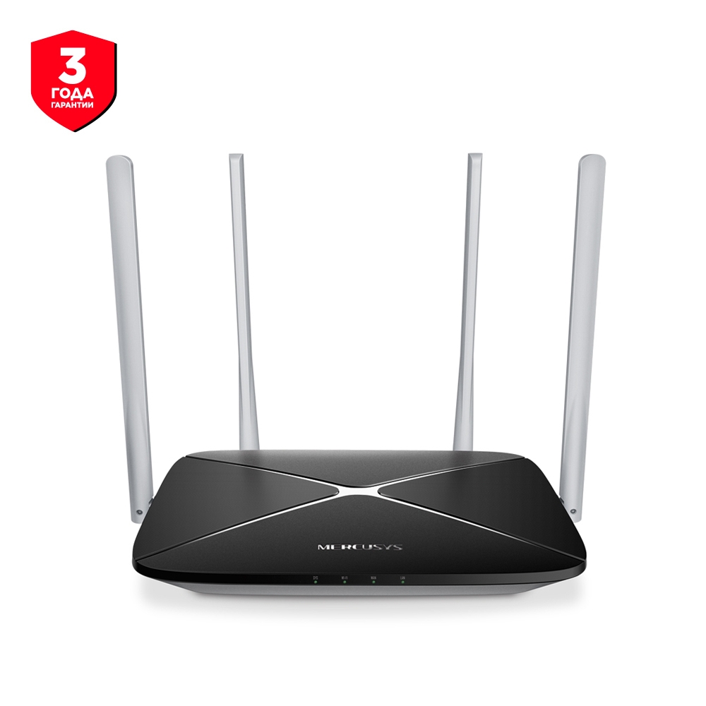 

Wi-Fi роутер Mercusys AC12, 802.11a/b/g/n/ac, 2.4 / 5 ГГц, до 1.17 Гбит/с, LAN 3x100 Мбит/с, WAN 1x100 Мбит/с, внешних антенн: 4x5 дБи (AC12-RU), AC12
