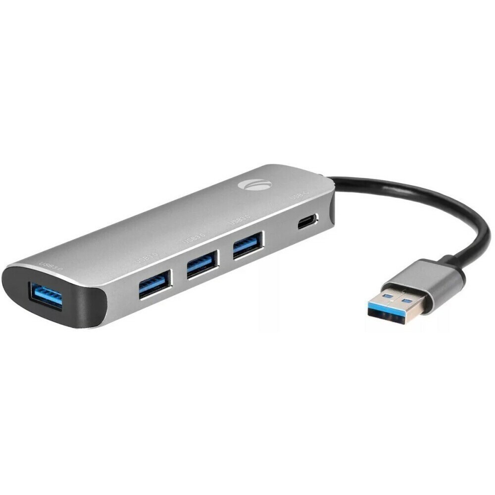 Концентратор VCOM CU4383A, 4xUSB 3.0, 1xUSB-C, черный/серебристый (CU4383A)