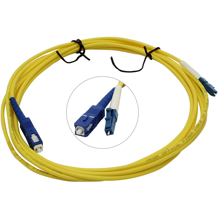 Патч-корд оптический Vcom VSU302-2M, LC/UPC-SC/UPC, одномодовый, 9/125, одинарный, 2 м, желтый (VSU302-2M)