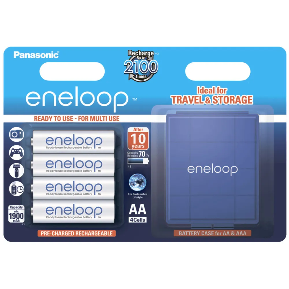 

Аккумулятор Panasonic eneloop, AA, 1.2V 2 А·ч, 4 шт. (BK-3MCDEC4BE)
