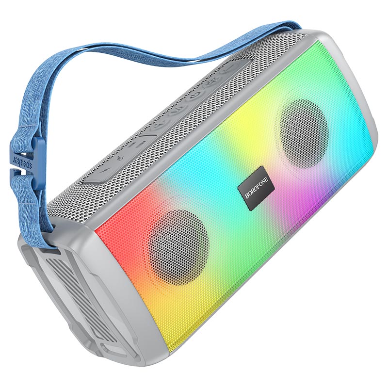 

Портативная акустика Borofone BR26 Daring, 10 Вт, FM, AUX, USB, microSD, Bluetooth, подсветка, серый (974443387193), BR26 Daring