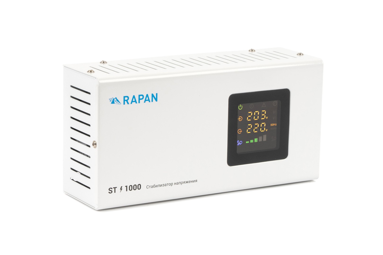 

Стабилизатор напряжения Бастион RAPAN ST-1000, 1000 VA, EURO, белый (8900), RAPAN ST-1000