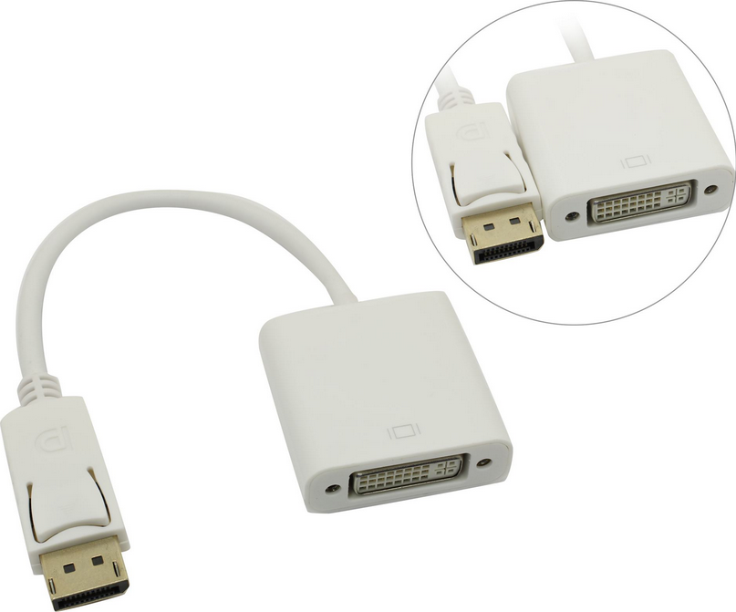 

Переходник (адаптер) DisplayPort(20M)-DVI(25F), 20 см, белый Espada (EPortM-DVI F20)