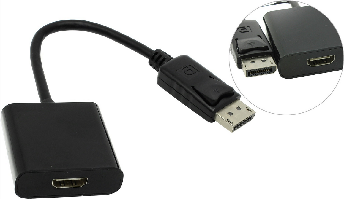 

Переходник (адаптер) DisplayPort(20M)-HDMI(19F), 20 см, черный Espada (PortM-HDMI F20)
