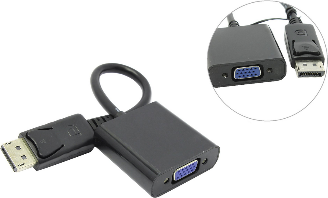 

Переходник (адаптер) DisplayPort(20M)-VGA(15F), 20 см, черный Espada (EPortM-VGA F20)