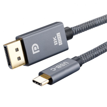 

Кабель DisplayPort(20M)-USB 3.1 Type-C(M) v1.3 4K, 8K, 1.8 м, черный/серебристый KS-is (KS-536PO)