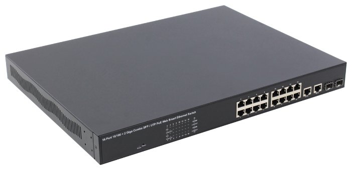 

Коммутатор Multico EW-P716162IW, управляемый, кол-во портов: 16x100 Мбит/с, кол-во SFP/uplink: combo RJ-45/SFP 2x1 Гбит/с, установка в стойку, PoE: 16x15.4Вт (макс. 246Вт), EW-P716162IW