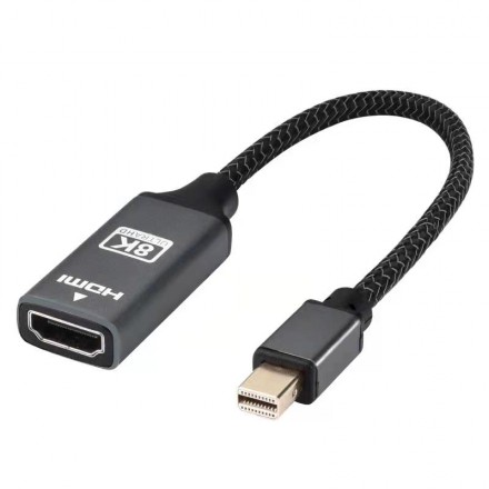 

Переходник (адаптер) Mini DisplayPort(20M)-HDMI(19F) v1.4 4K, 8K, 20 см, черный KS-is (KS-567)