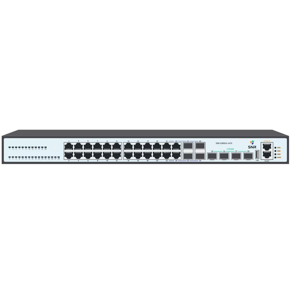 

Коммутатор SNR SNR-S3850G-24TX, управляемый, кол-во портов: 20x1 Гбит/с, combo RJ-45/SFP 4x1 Гбит/с, кол-во SFP/uplink: SFP+ 4x10 Гбит/с, установка в стойку, SNR-S3850G-24TX