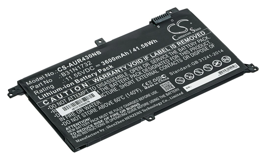 Аккумуляторная батарея CameronSino CS-AUR430NB для Asus, 11.6V, 3600mAh, 41.6 Wh, черный