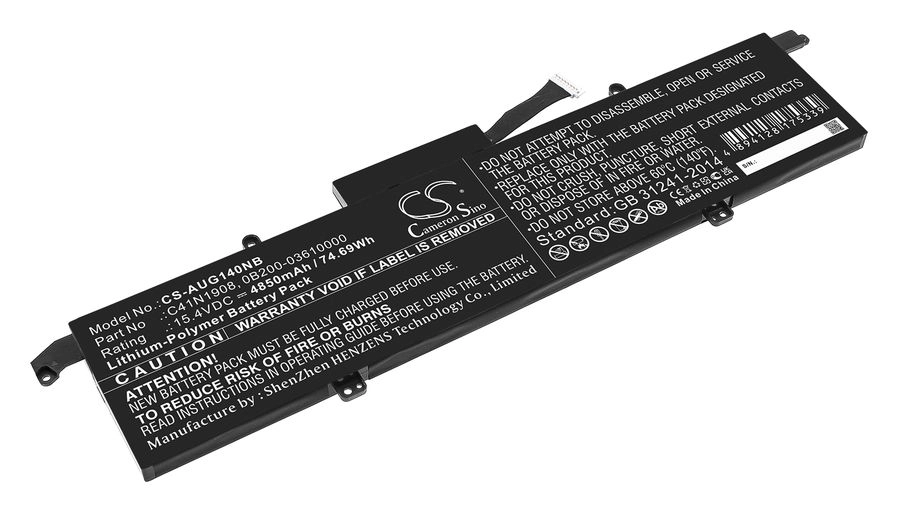 Аккумуляторная батарея CameronSino CS-AUG140NB для Asus, 15.4V, 4860mAh, 74.7 Wh, черный