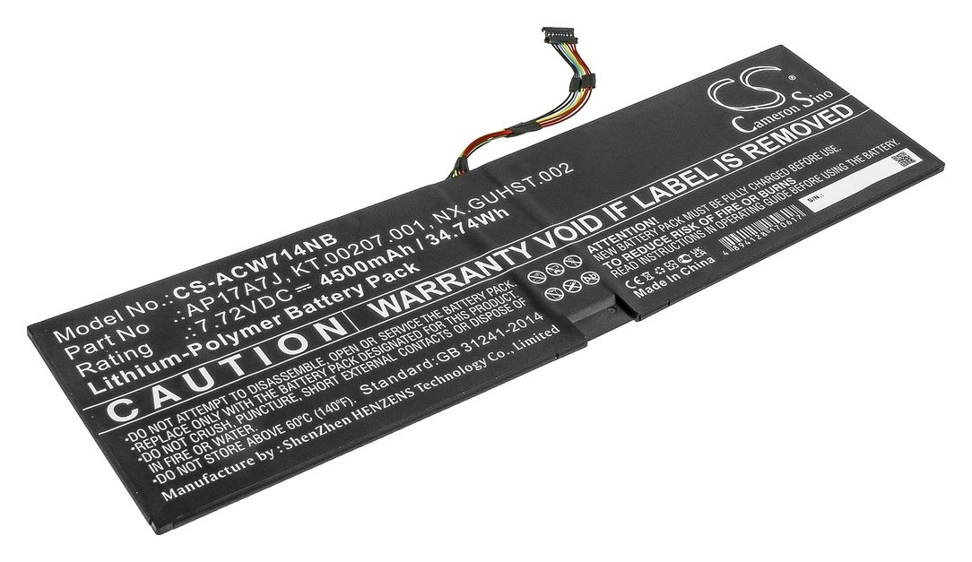 Аккумуляторная батарея CameronSino CS-ACW714NB для Acer, 7.72V, 4500mAh, 34.7 Wh, черный