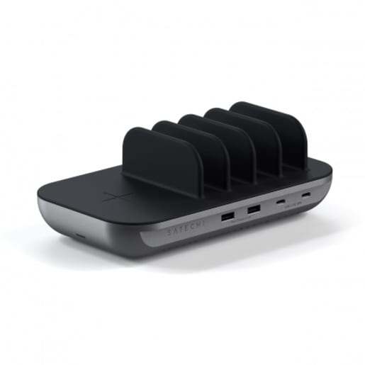 

Сетевое зарядное устройство Satechi Dock5 Multi-Device Charging Station with Wireless Charging 74Вт, 2xUSB, 2xUSB type-C, Quick Charge, PD, серый (ST-WCS5PM-EU), Dock5 Multi-Device Charging Station with Wireless Charging