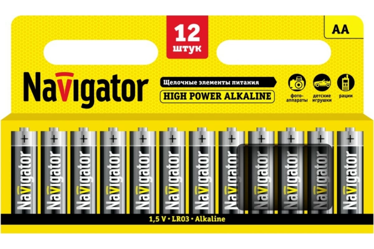 

Батарея Navigator AA (LR6), 1.5V, 12шт. (94782)